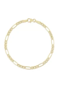 14K Gold Mariner Link Figaro Chain Bracelet, Made in Italy