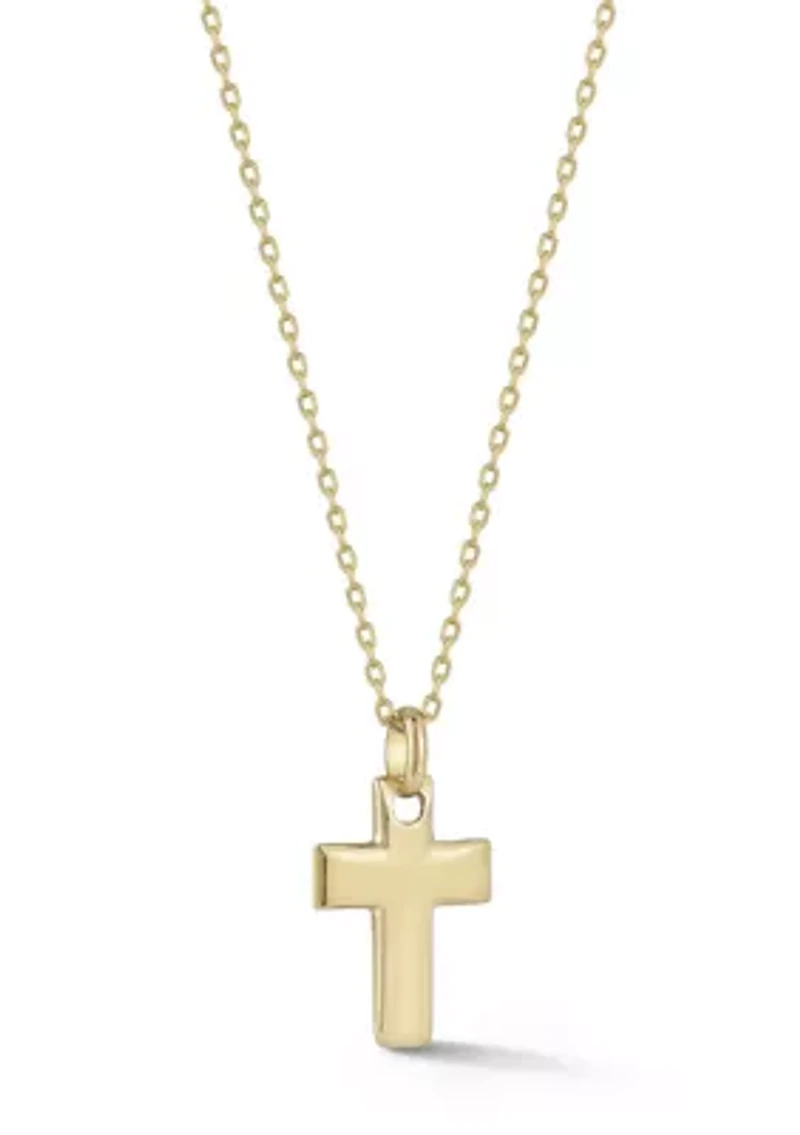 14K Gold Cross Pendant Necklace, Made in Italy