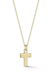 14K Gold Cross Pendant Necklace, Made in Italy