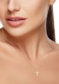 14K Gold Cross Pendant Necklace, Made in Italy