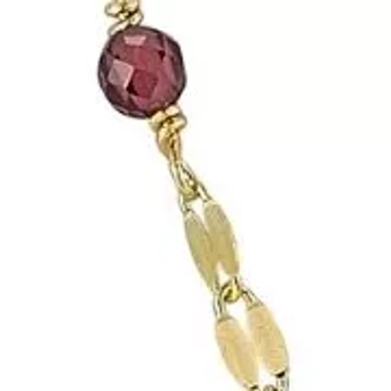 14K Gold Heart Pendant Gemstone Beaded Necklace, Made in Italy