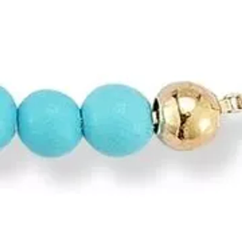 14K Gold Turquoise Station Bracelet, Made in Italy