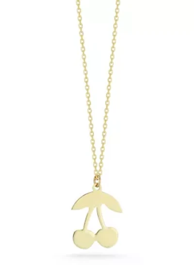 14K Gold Cherry Pendant Necklace