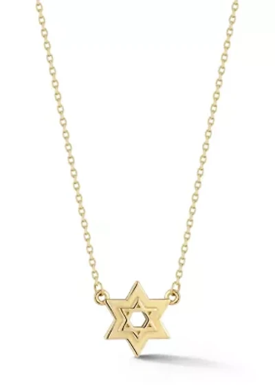 14K Gold Star of David Pendant Necklace