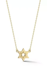 14K Gold Star of David Pendant Necklace