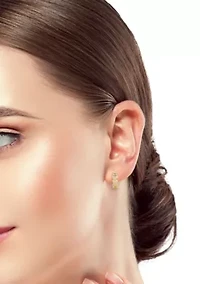 14K Gold Heart Huggie Hoop Earrings