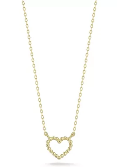 14K Gold Bubble Open Heart Pendant Necklace
