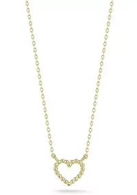 14K Gold Bubble Open Heart Pendant Necklace