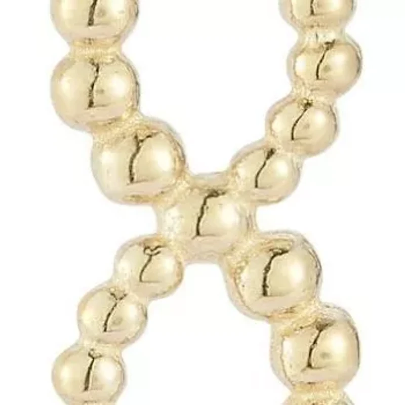 14K Gold Open Infinity Charm Bubble Huggie Hoop Earrings