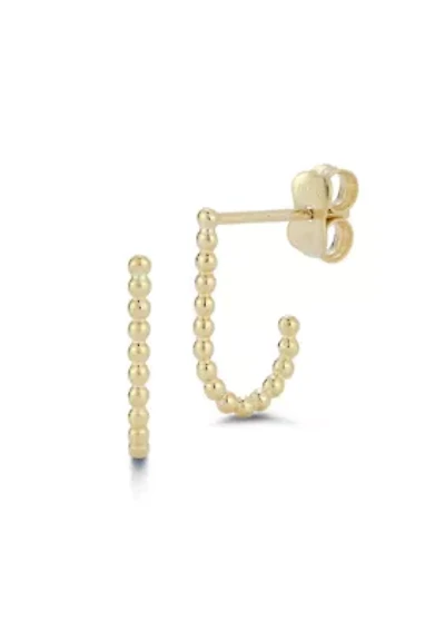 14K Gold Bubble J Hoop Earrings