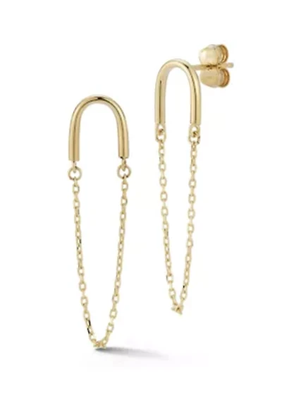 14K Gold Wire Chain Drop Earrings