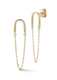14K Gold Wire Chain Drop Earrings