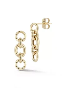 14K Gold Circle Link Drop Earrings