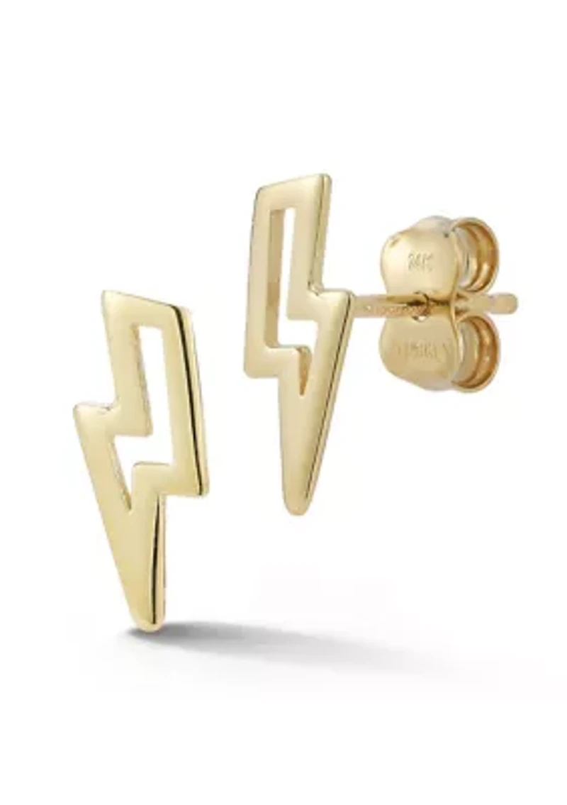 14K Gold Lightning Bolt Stud Earrings