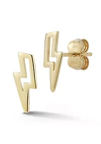 14K Gold Lightning Bolt Stud Earrings