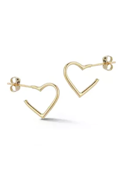 14K Gold Heart Shaped Hoop Earrings