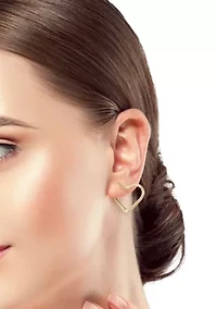 14K Gold Heart Shaped Hoop Earrings