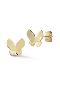 14K Gold Butterfly Stud Earrings