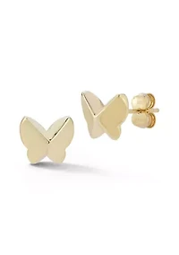 14K Gold Pointed Butterfly Stud Earrings