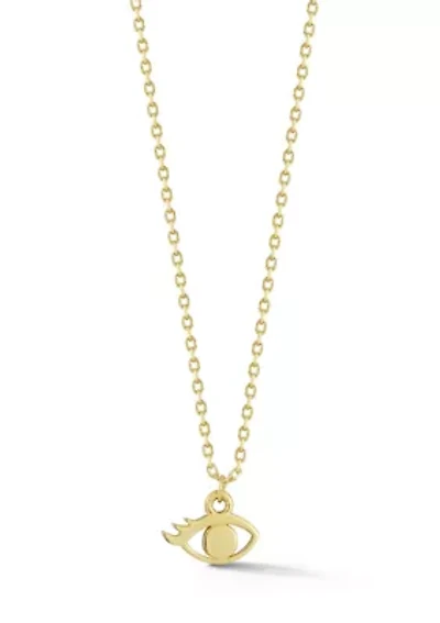 14K Gold Mini Evil Eye Pendant Necklace