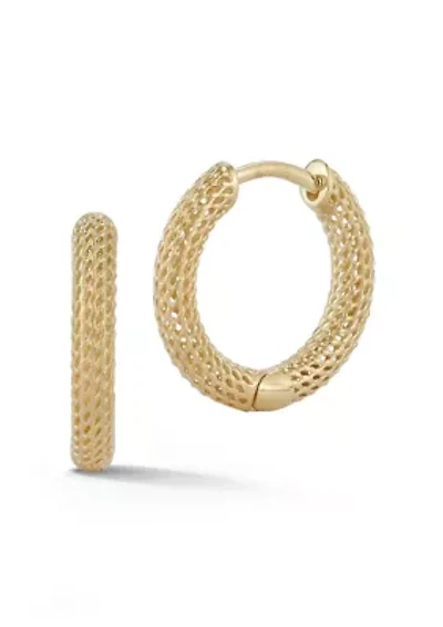 14K Gold Mesh Hoop Earrings