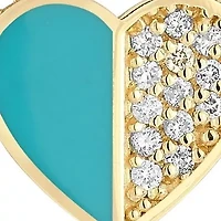 14K Gold Diamond and Enamel Heart Pendant Necklace