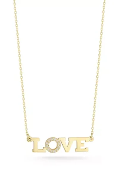 14K Gold Diamond Love Pendant Necklace
