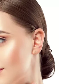 14K Gold Dainty Oval Stud Earrings, Made in Italy