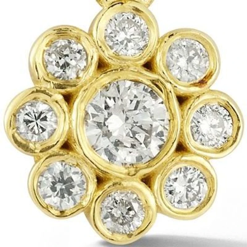 14K Gold Diamond Flower Pendant Necklace