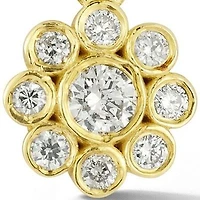 14K Gold Diamond Flower Pendant Necklace