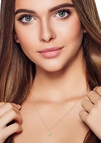 14K Gold Diamond Flower Pendant Necklace