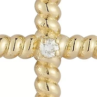14K Gold Diamond Twist Cross Necklace