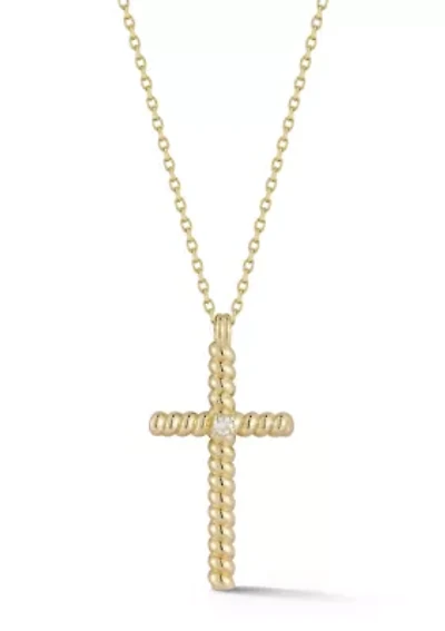 14K Gold Diamond Twist Cross Necklace