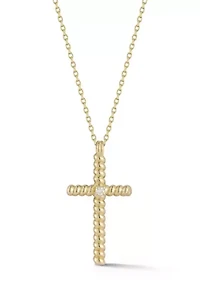 14K Gold Diamond Twist Cross Necklace