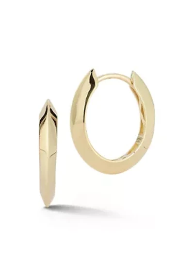 14K Gold Knife Edge Oval Hoop Earrings