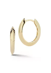 14K Gold Knife Edge Oval Hoop Earrings