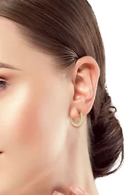 14K Gold Knife Edge Oval Hoop Earrings