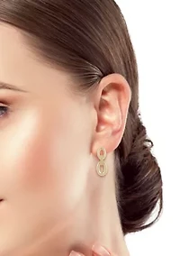 14K Gold Oval Link Drop Earrings