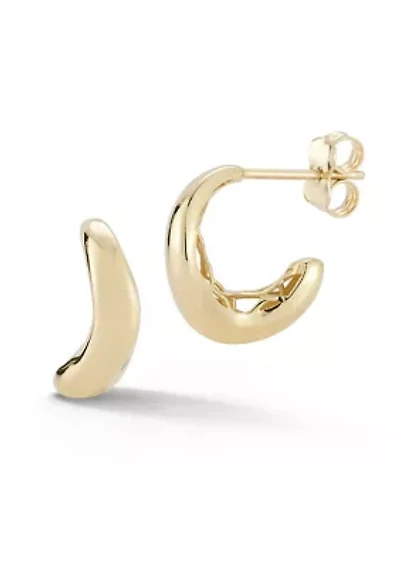 14K Gold Wave C Hoop Earrings
