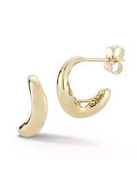 14K Gold Wave C Hoop Earrings