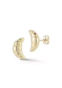 14K Gold Croissant Stud Earrings