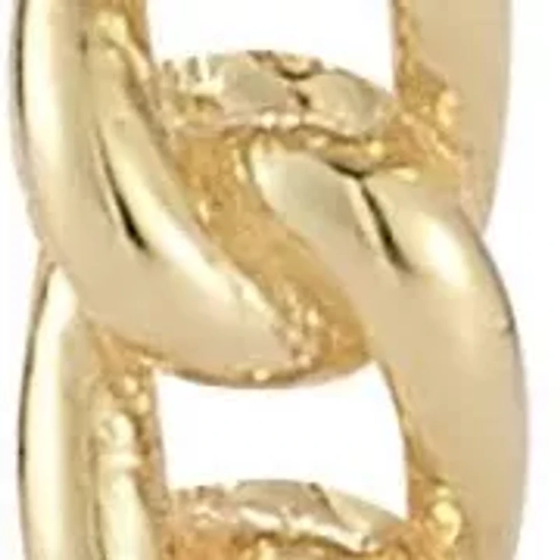 14K Gold Curb Chain Oval Huggie Hoop Earrings