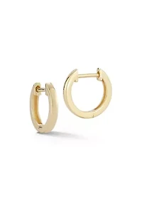 14K Gold Round Huggie Hoop Earrings