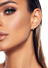 14K Gold Round Huggie Hoop Earrings