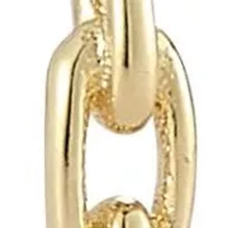 14K Gold Chain Round Huggie Hoop Earrings