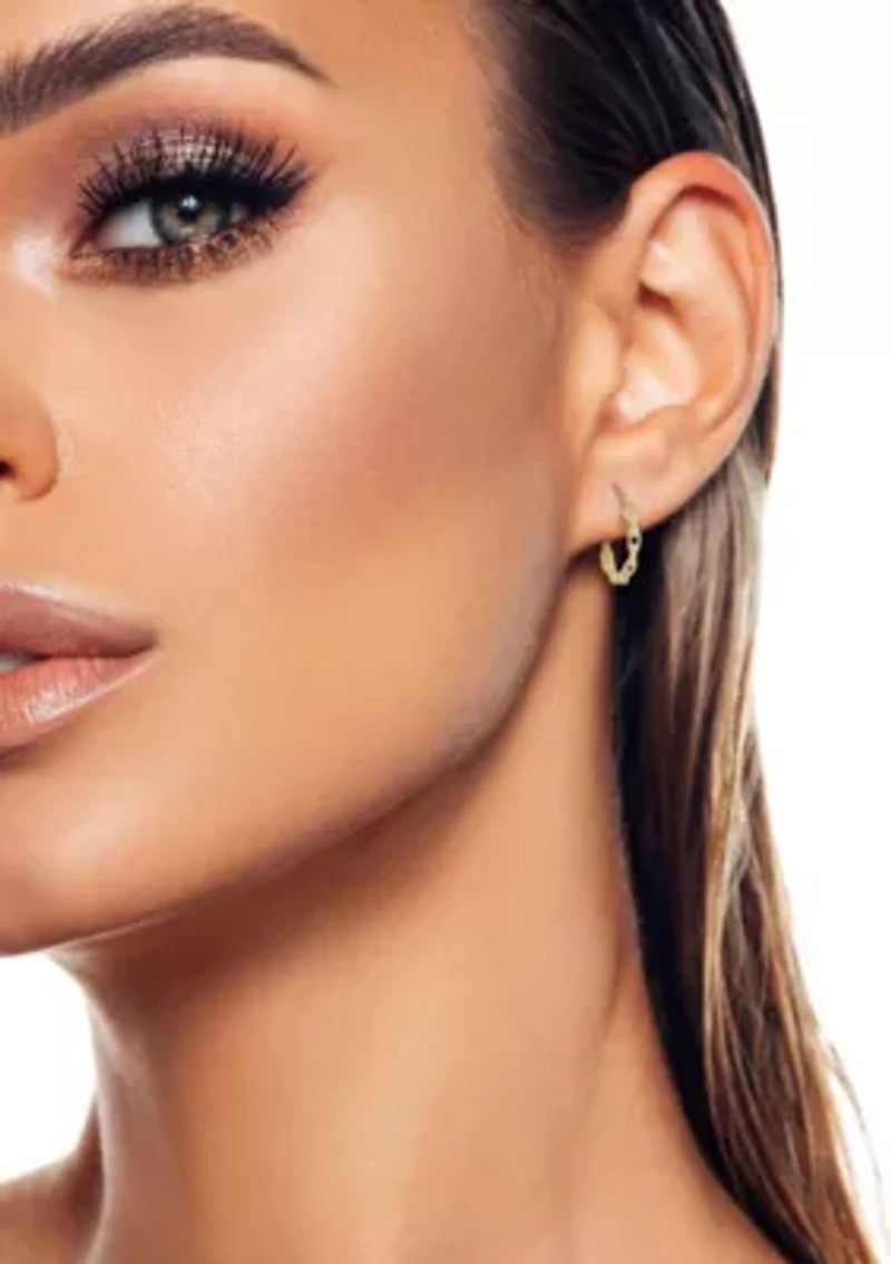 14K Gold Chain Round Huggie Hoop Earrings