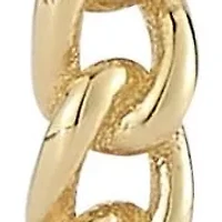 14K Gold Curb Chain Round Huggie Hoop Earrings