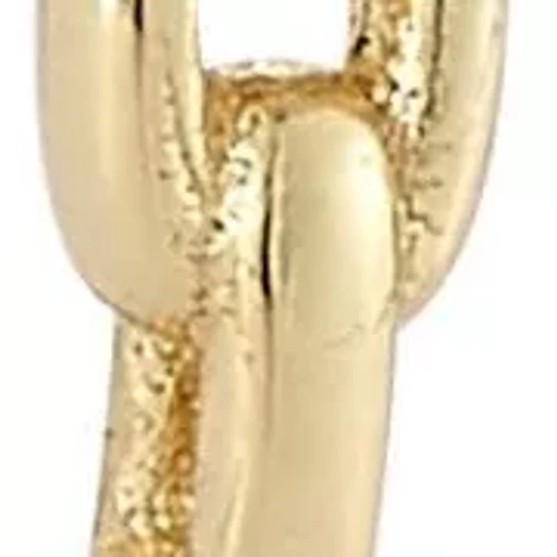 14K Gold Chain Oval Huggie Hoop Earrings