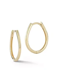 14K Gold Pear Shaped Hoop Earrings