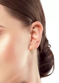 14K Gold Heart Huggie Hoop Earrings